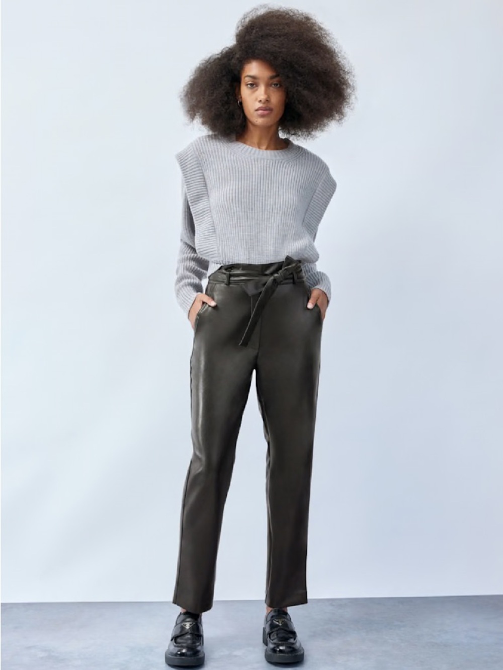 Babaton Faux Leather Belted Pants